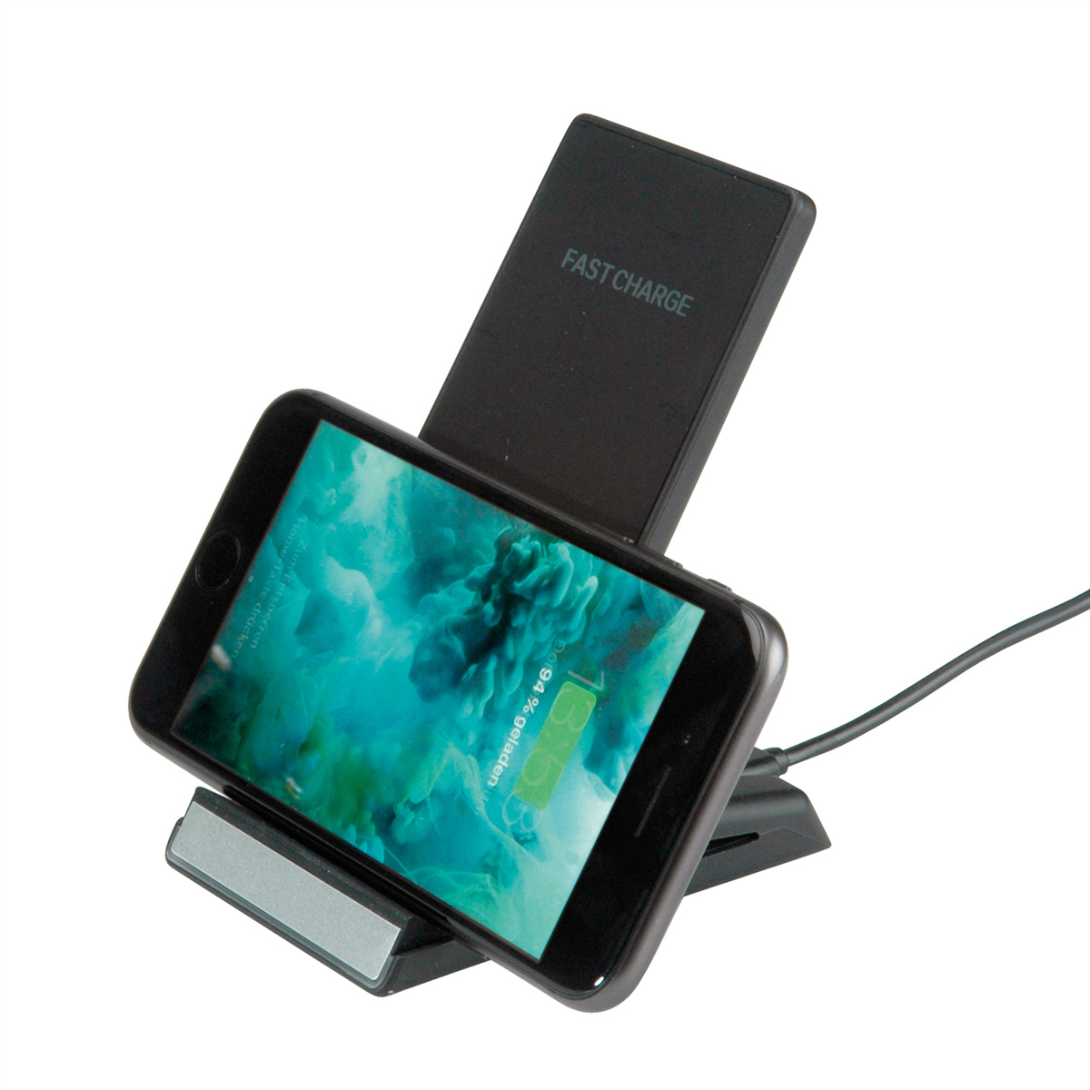 ROLINE Wireless Charging Ständer für Mobilgeräte, Ladestation 10W schwarz