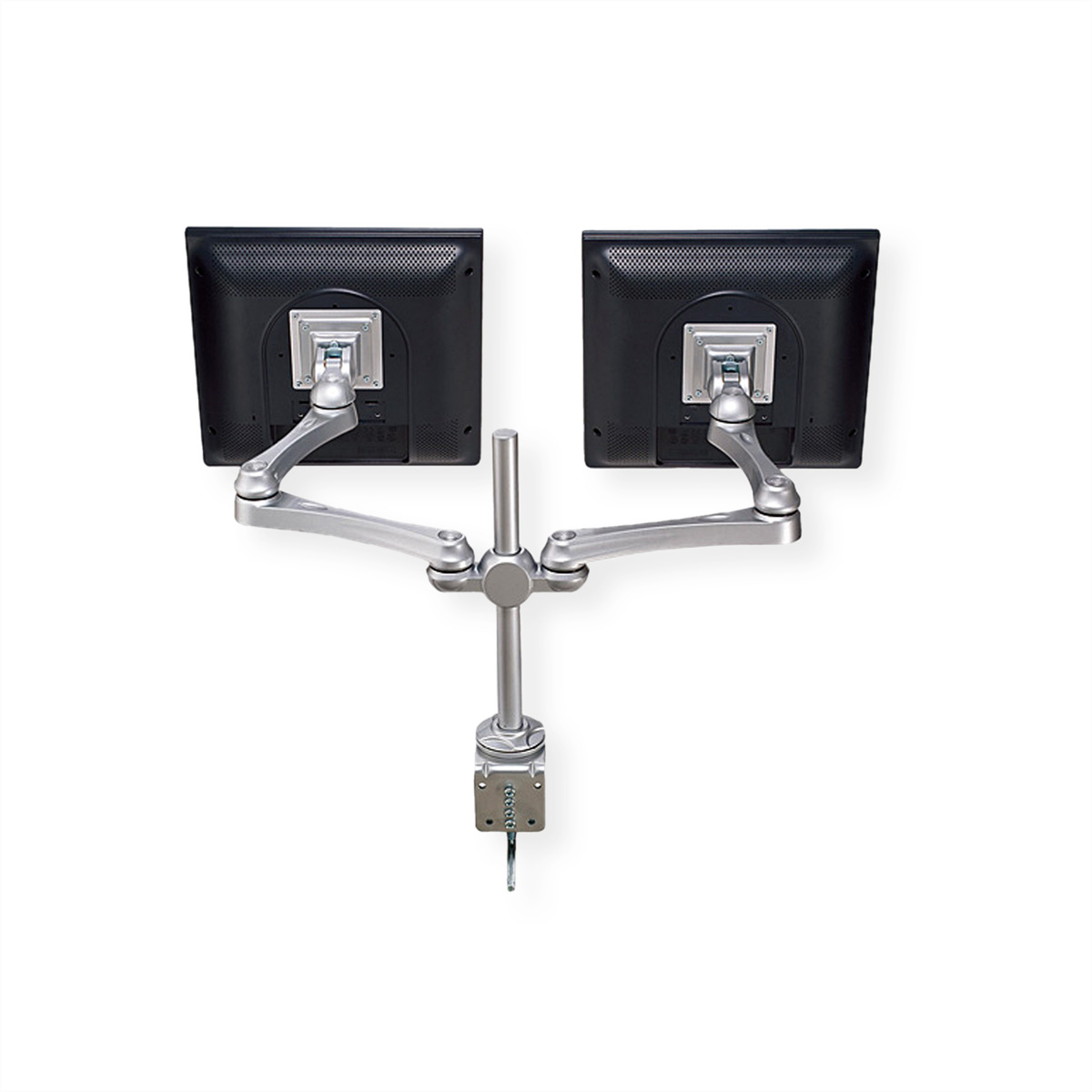 ROLINE LCD-Doppelarm Trägerstange, 4 Tischmontage Monitorarm, Tischmontage Gelenke