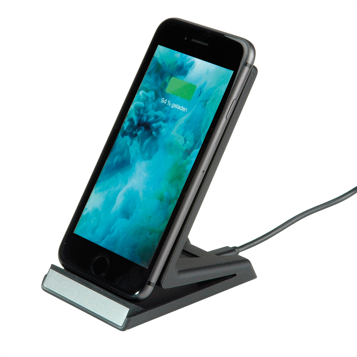 Mobilgeräte, Ladestation Ständer schwarz 10W Wireless Charging ROLINE für