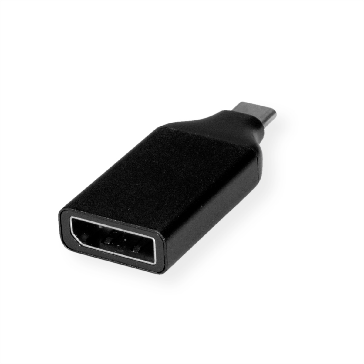 Schwarzer HDMI-zu-USB-C-Adapter. Er hat eine rechteckige Form mit einem HDMI-Anschluss und einem USB-C-Anschluss.