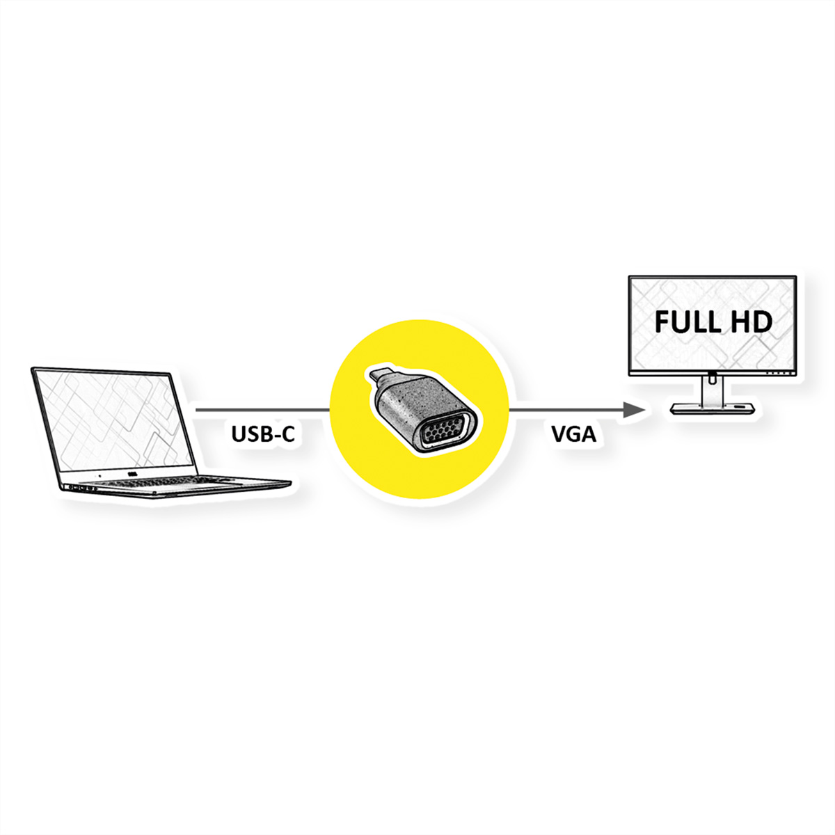 ROLINE GOLD Display USB C Adapter Adapter VGA USB-VGA - Typ