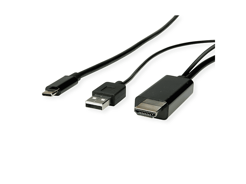 ROLINE USB Typ C - HDMI + USB A Adapterkabel, ST/ST USB-HDMI Adapter
