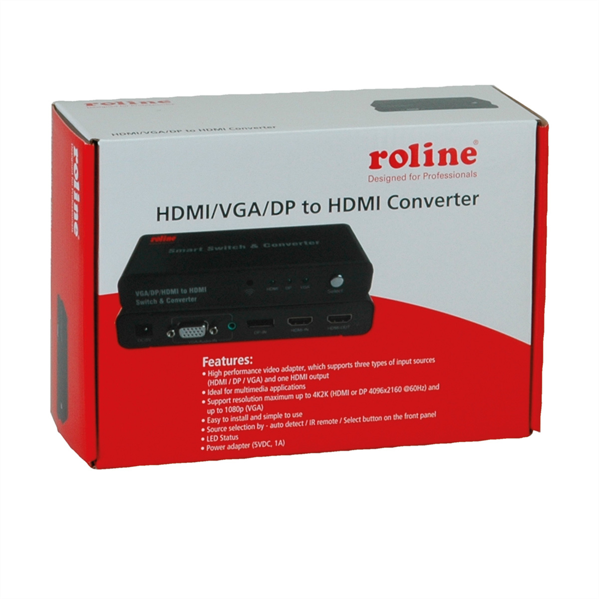 Konverter-Switch zu HDMI HDMI-Video-Switch ROLINE HDMI/VGA/DP