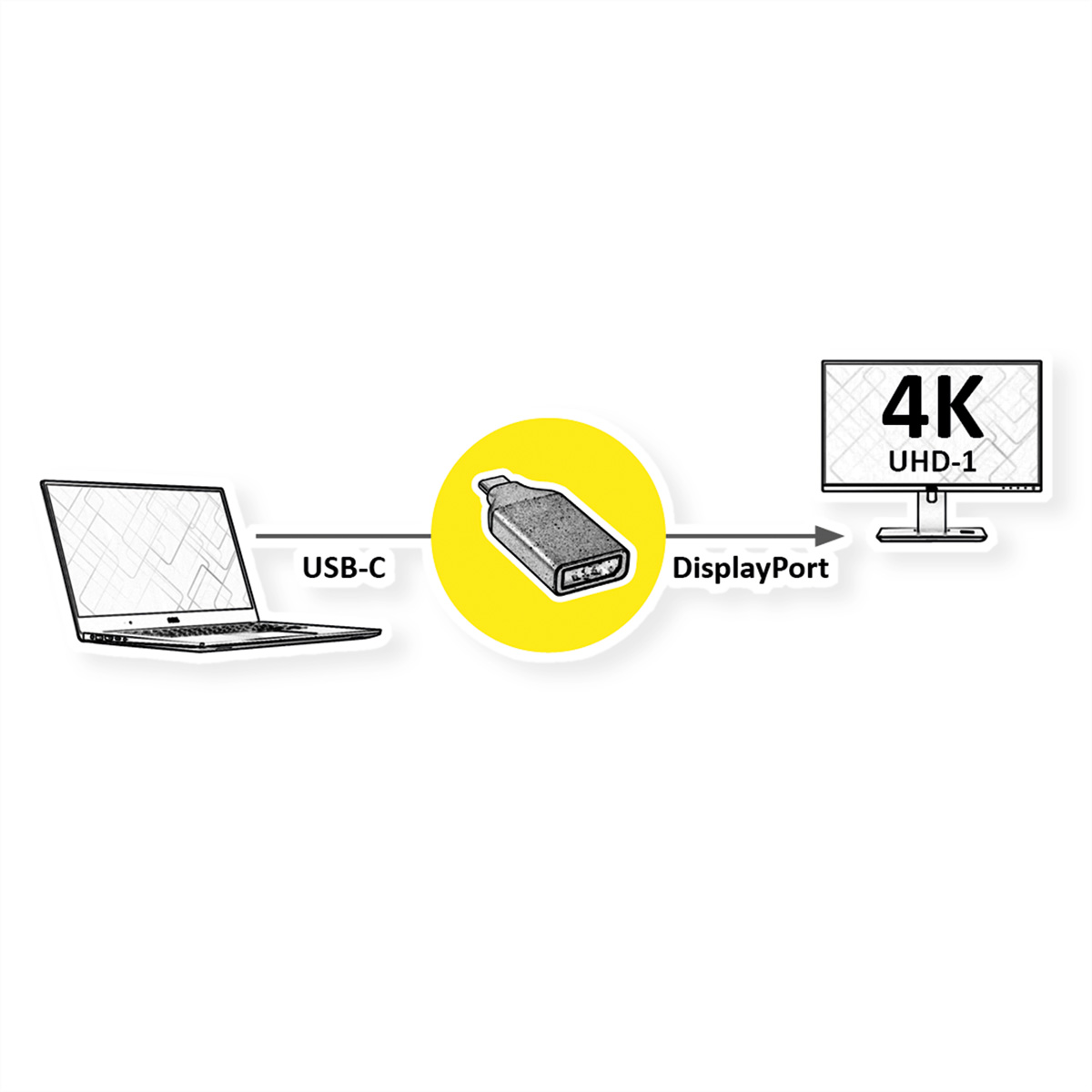 Adapter C v1.2 USB - Adapter ROLINE Display Typ DisplayPort USB-DisplayPort