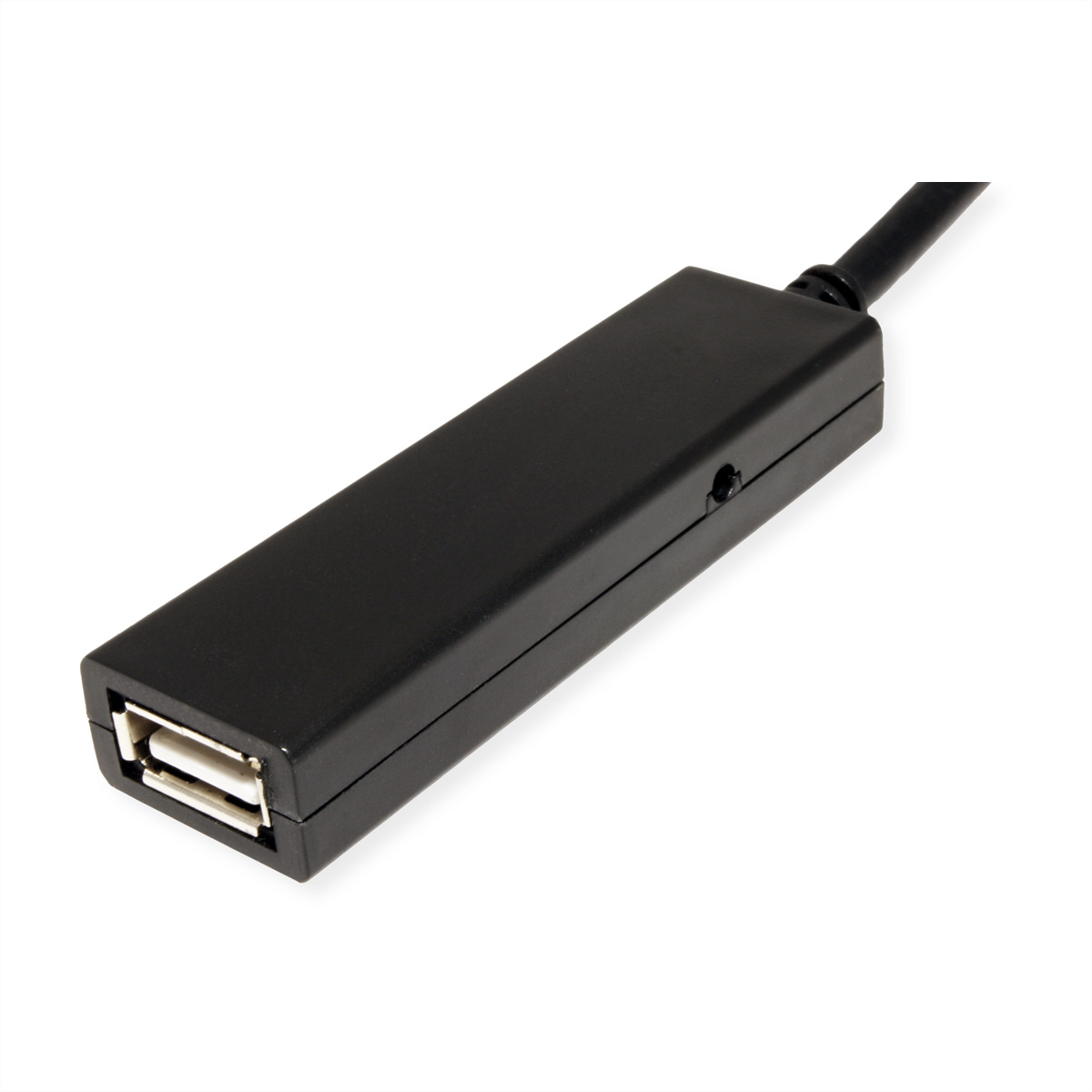 Câble d'extension USB noir avec un connecteur USB-A. Le câble est sur fond blanc.