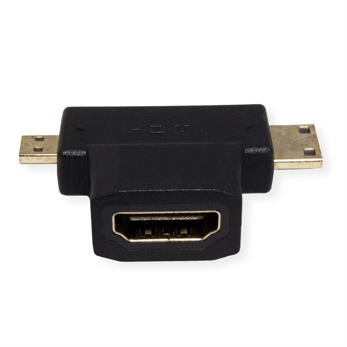 Schwarzer HDMI-zu-HDMI-Adapter.
