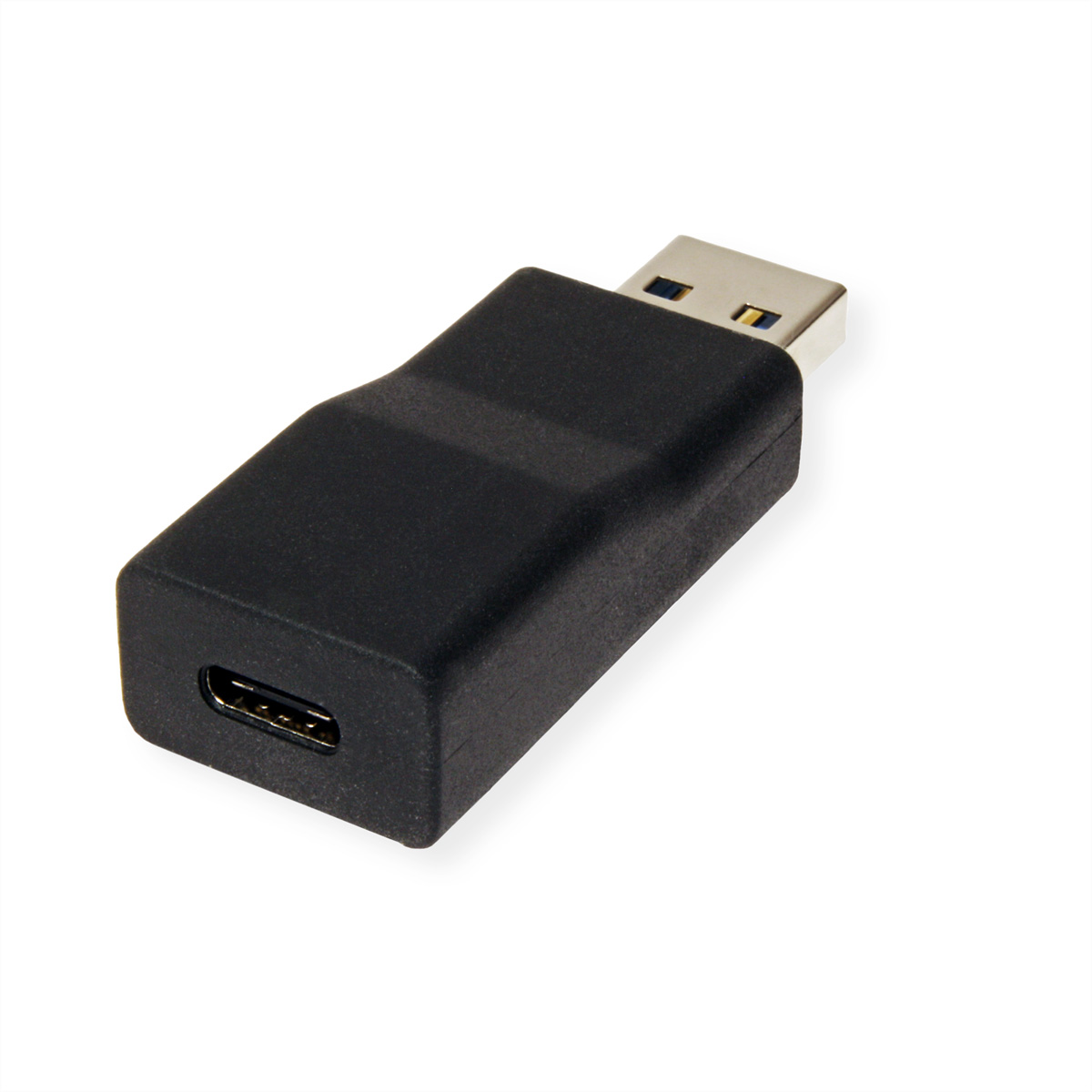 Un adaptateur noir USB-C vers USB-A.