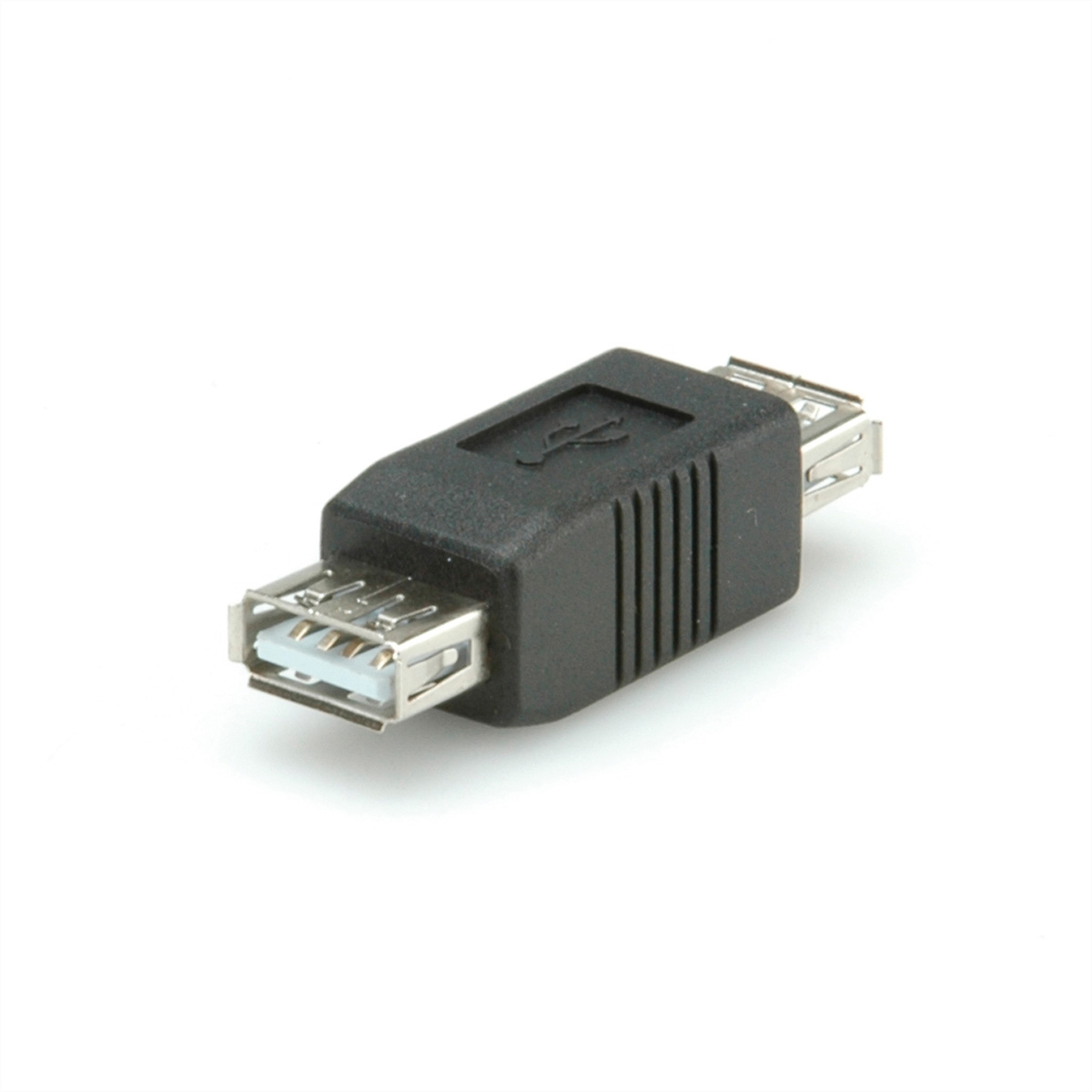 Adaptateur USB noir avec deux ports USB femelles, sur fond blanc.