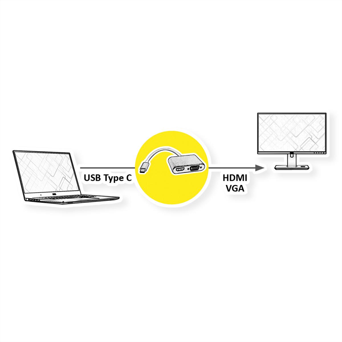 C USB VGA Typ Adapter Adapter - Display HDMI USB-HDMI + ROLINE
