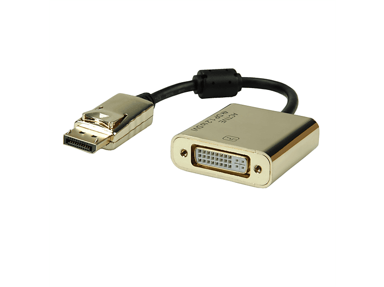 ROLINE GOLD 4K DisplayPort-DVI Adapter, Aktiv, v1.2, DP ST - DVI BU DisplayPort-DVI Adapter