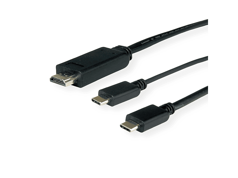 ROLINE USB Typ C - HDMI + USB C Adapterkabel, ST/ST USB-HDMI Adapter