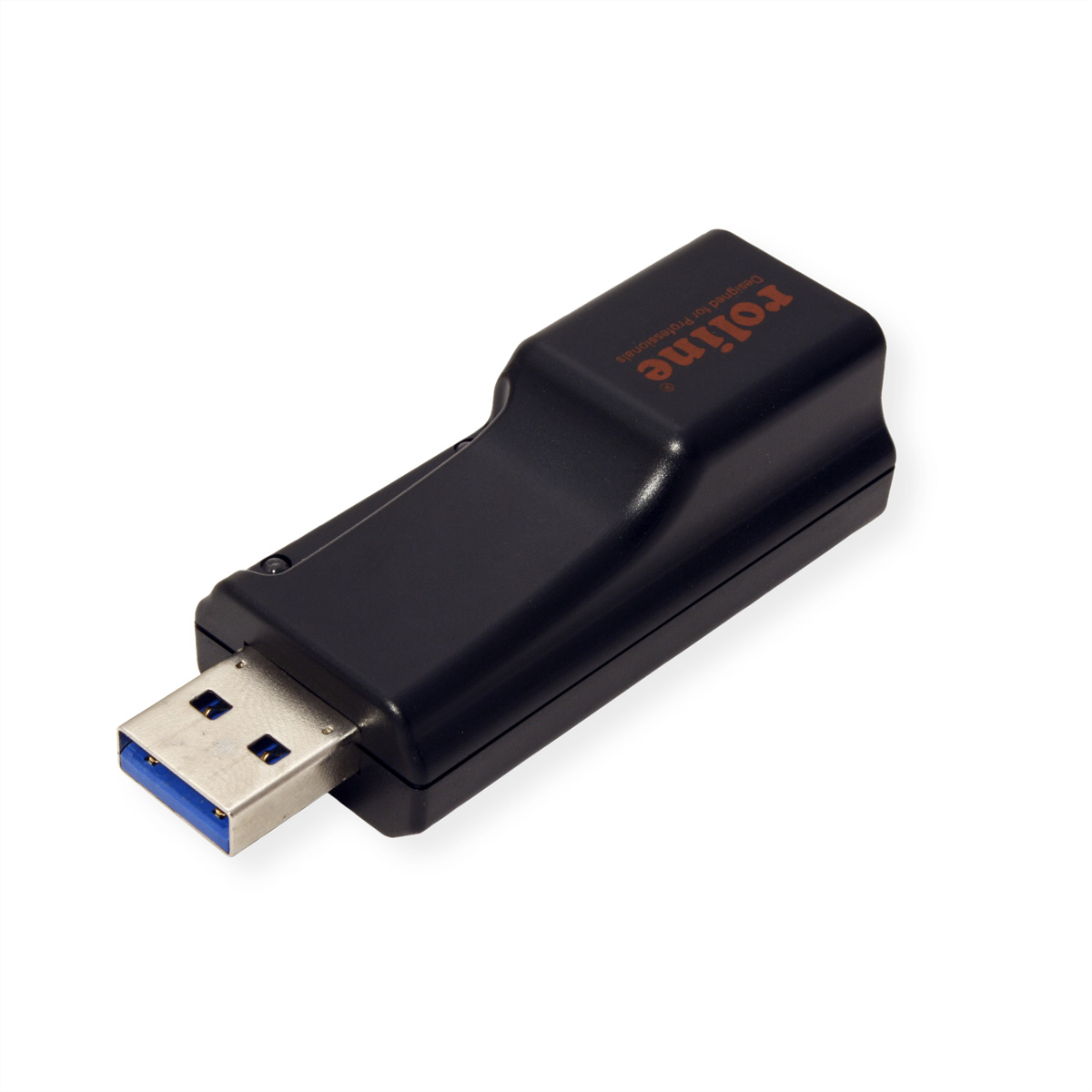 Adaptateur noir USB 3.0 vers USB-A. L'adaptateur a un connecteur USB-A et un boîtier noir.