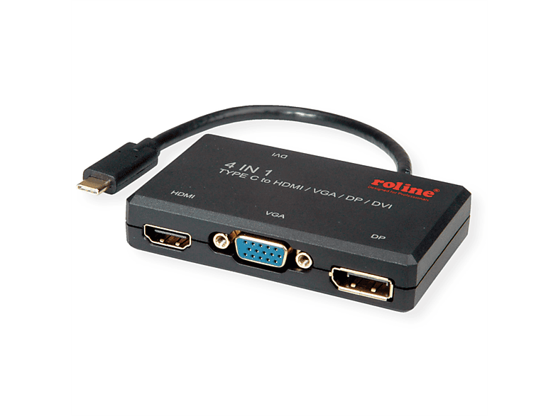 ROLINE Display Adapter USB-Grafikadapter C Typ - VGA HDMI / DP DVI / USB 