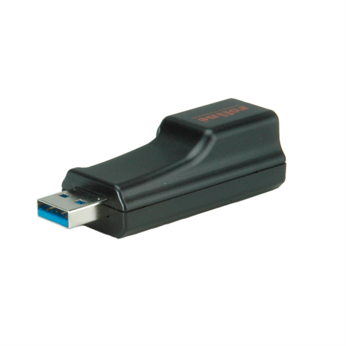 Adaptateur USB 3.0 vers USB-A noir, avec port USB bleu, sur fond blanc.