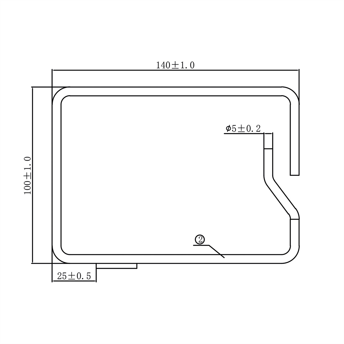 Disegno tecnico di un profilo metallico con dimensioni in mm, inclusi angoli e misure.