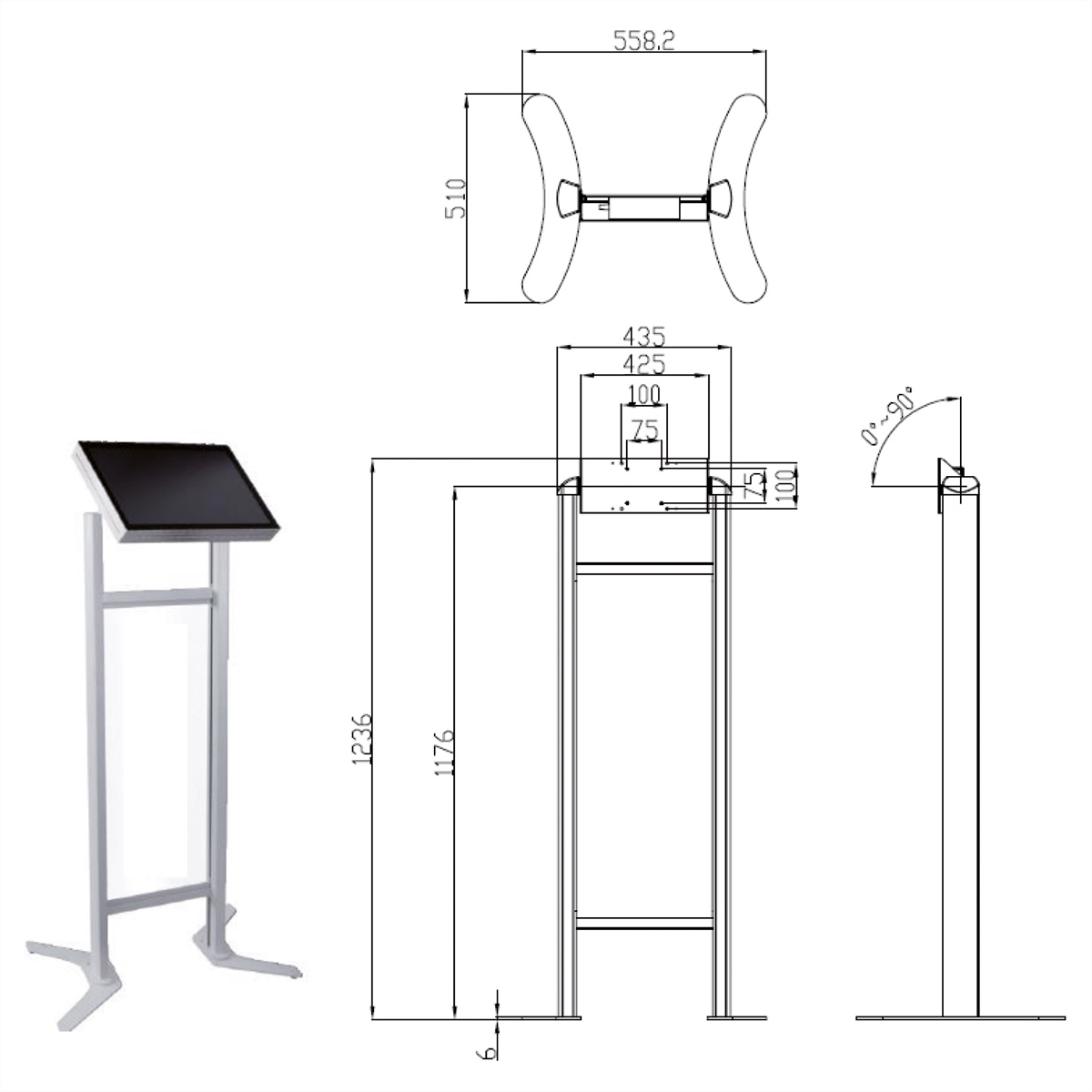 ROLINE Digital Signage Stand, Marketing Monitorständer