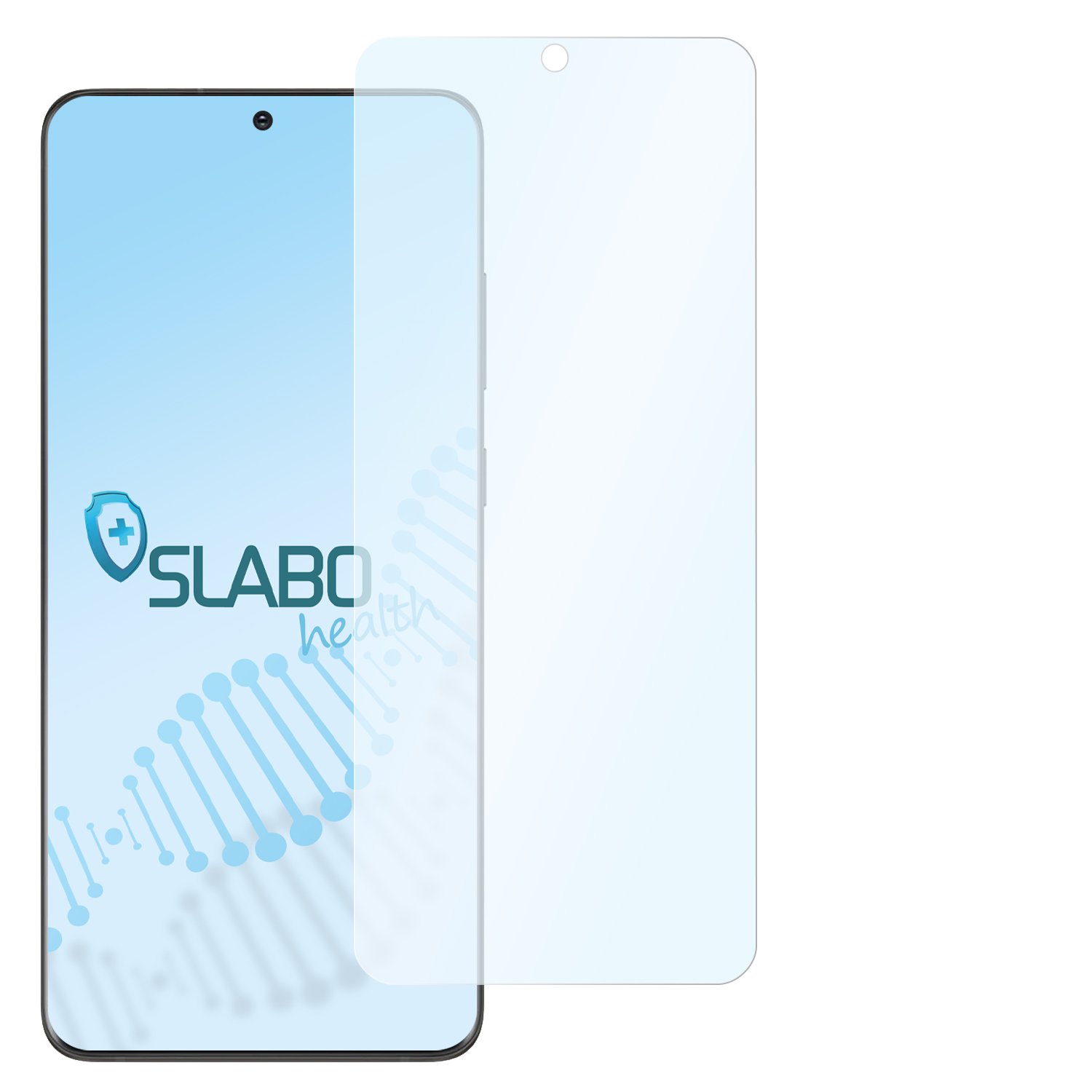 Ein Telefon mit angebrachter Displayschutzfolie. Der Schutz ist klar und fast unsichtbar auf dem Bildschirm.