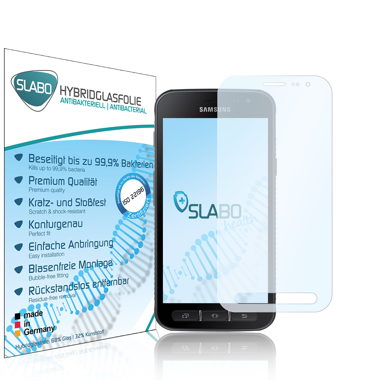 4 Displayschutz(für SM-G390F 4s) Galaxy flexible Samsung Hybridglasfolie SLABO Samsung XCover | Galaxy XCover antibakterielle