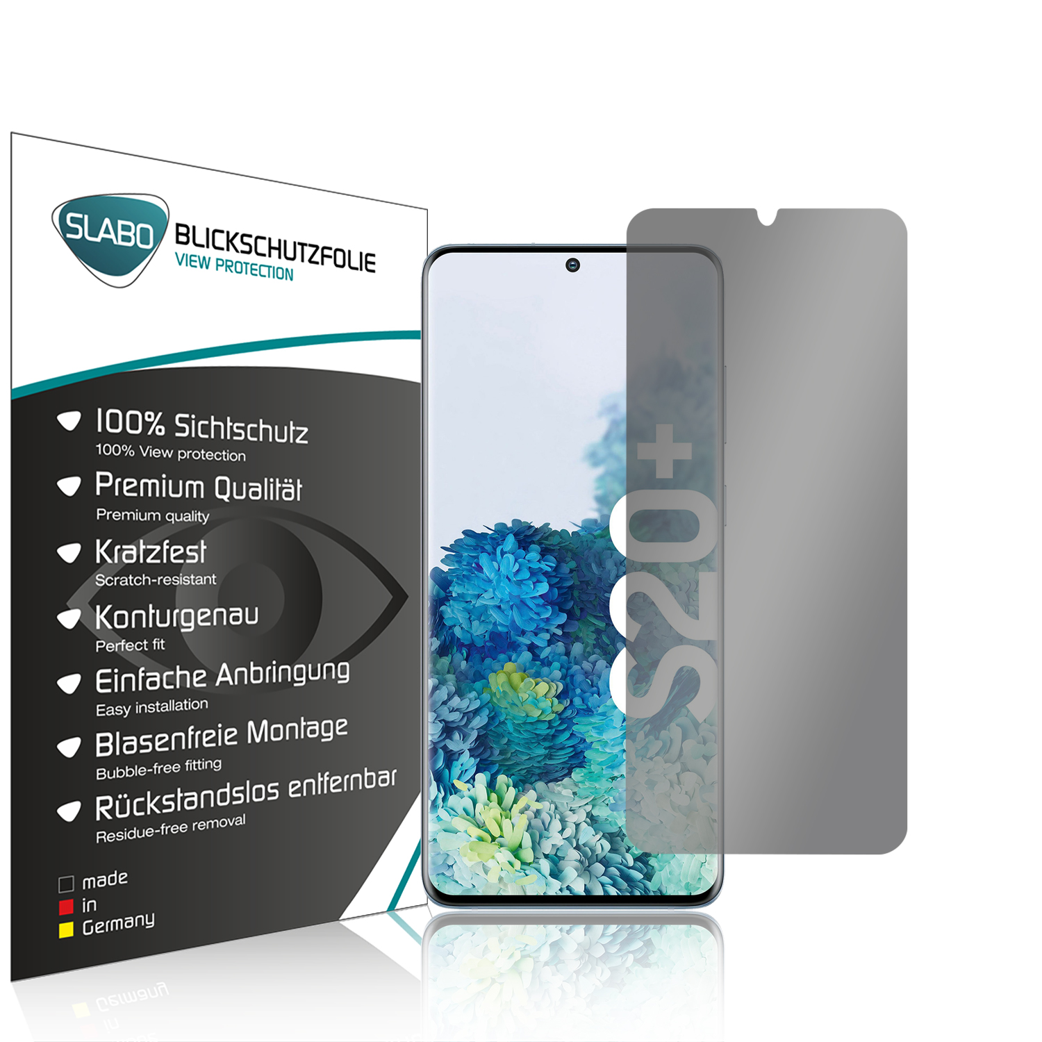 S20+ Plus 360° 4-Way | Samsung Sichtschutz Displayschutz(für (4G | Blickschutzfolie SLABO S20 Galaxy 5G))