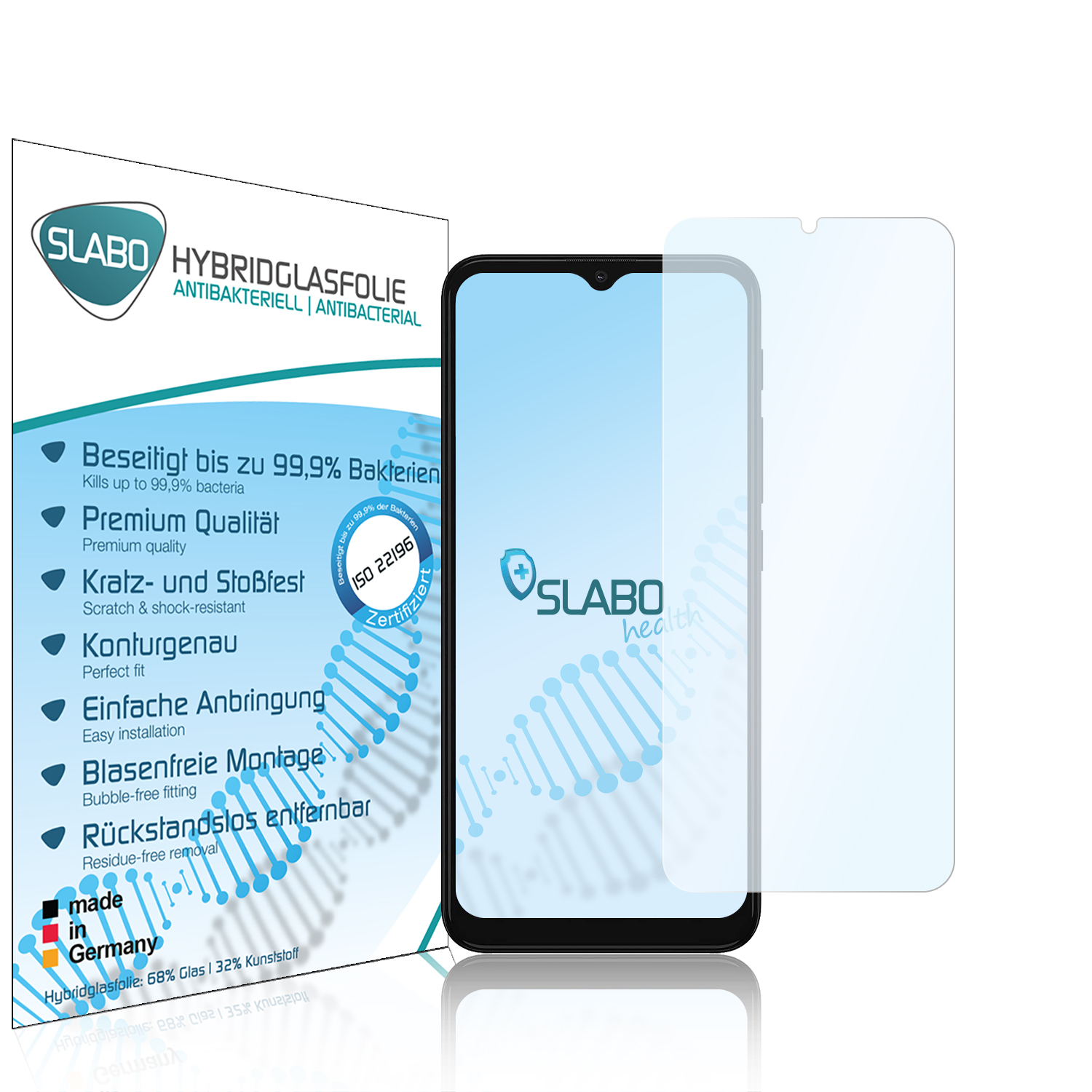 SLABO antibakterielle Displayschutz(für Motorola flexible Moto Hybridglasfolie G30)