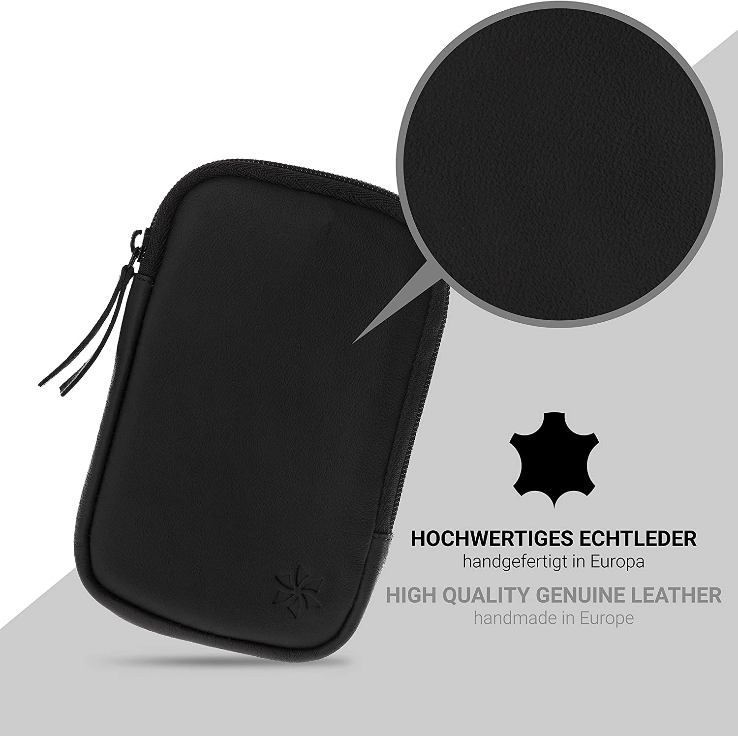 HONJU BIKE Echtledertasche für das bis Mitte E-Bike 2020) Display (Alte Version BOSCH Nyon (Schwarz)