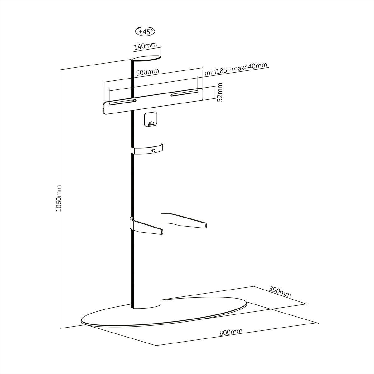 silber, bis Rollständer LCD-/TV-Ständer, ROLINE 40kg