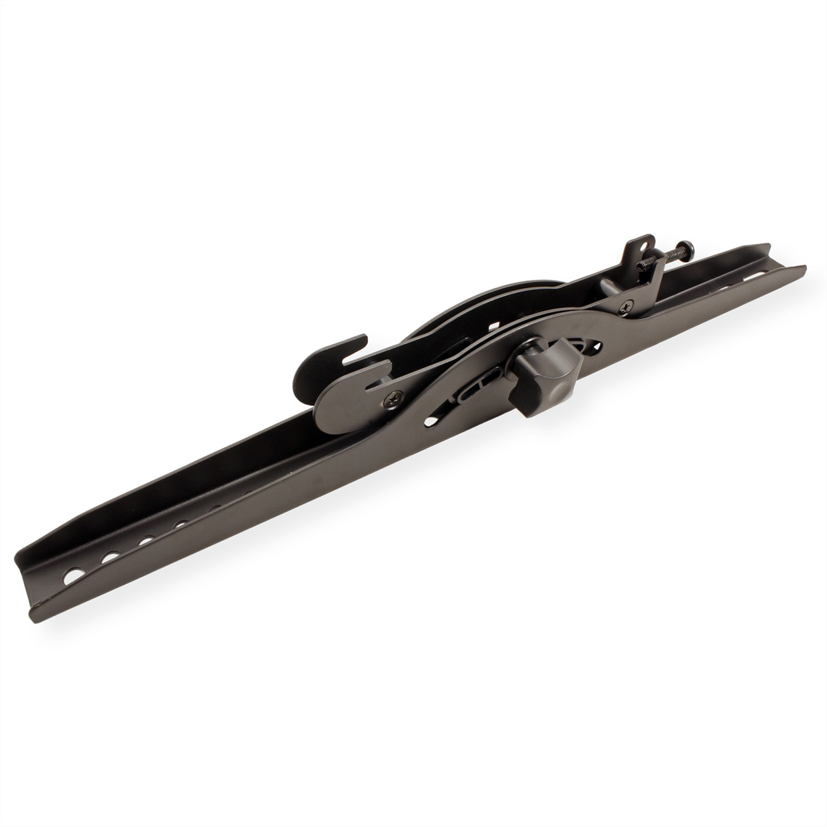Eine schwarze Metallanordnung. Es scheint sich um eine Wischerblattanordnung oder einen ähnlichen Mechanismus zu handeln.