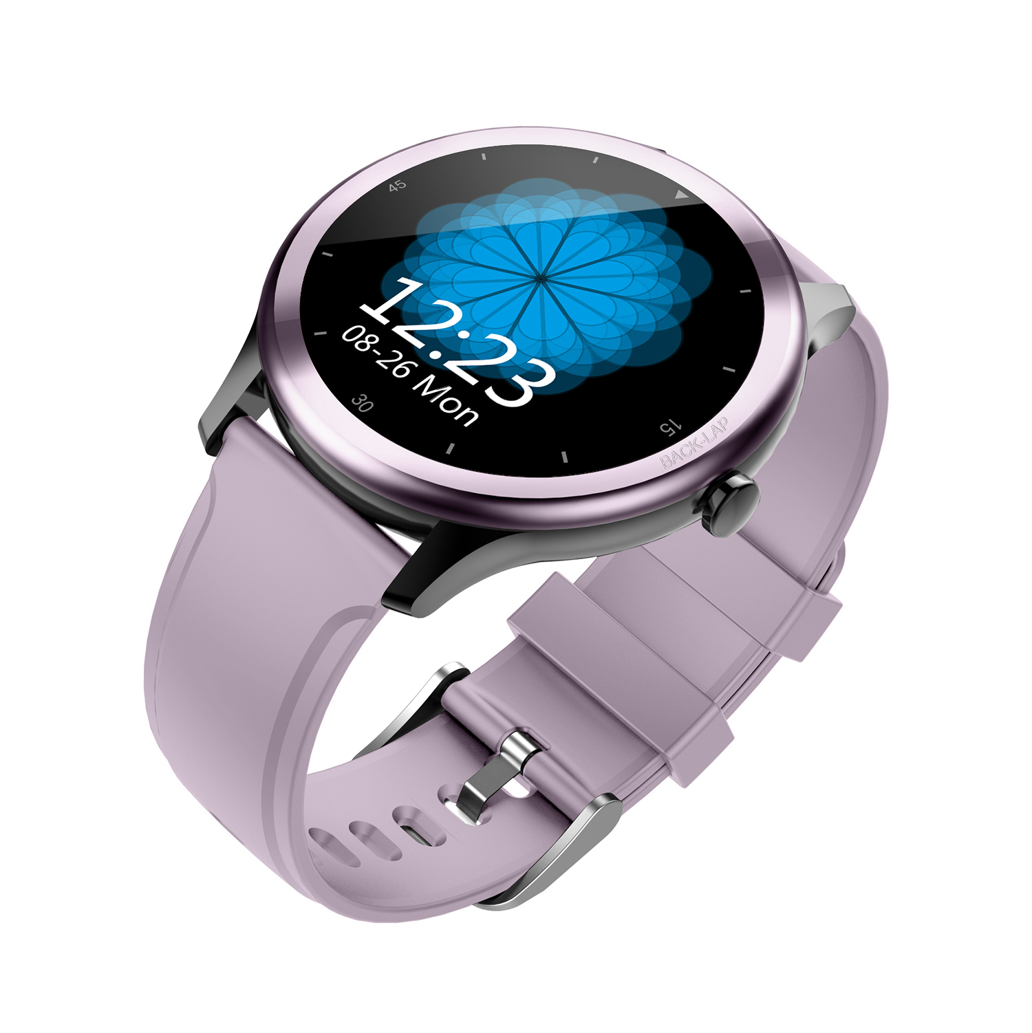 LOOKIT PSPro Violett Smartwatch Multifunktion 45mm Blume Fitnesstracker Silikon