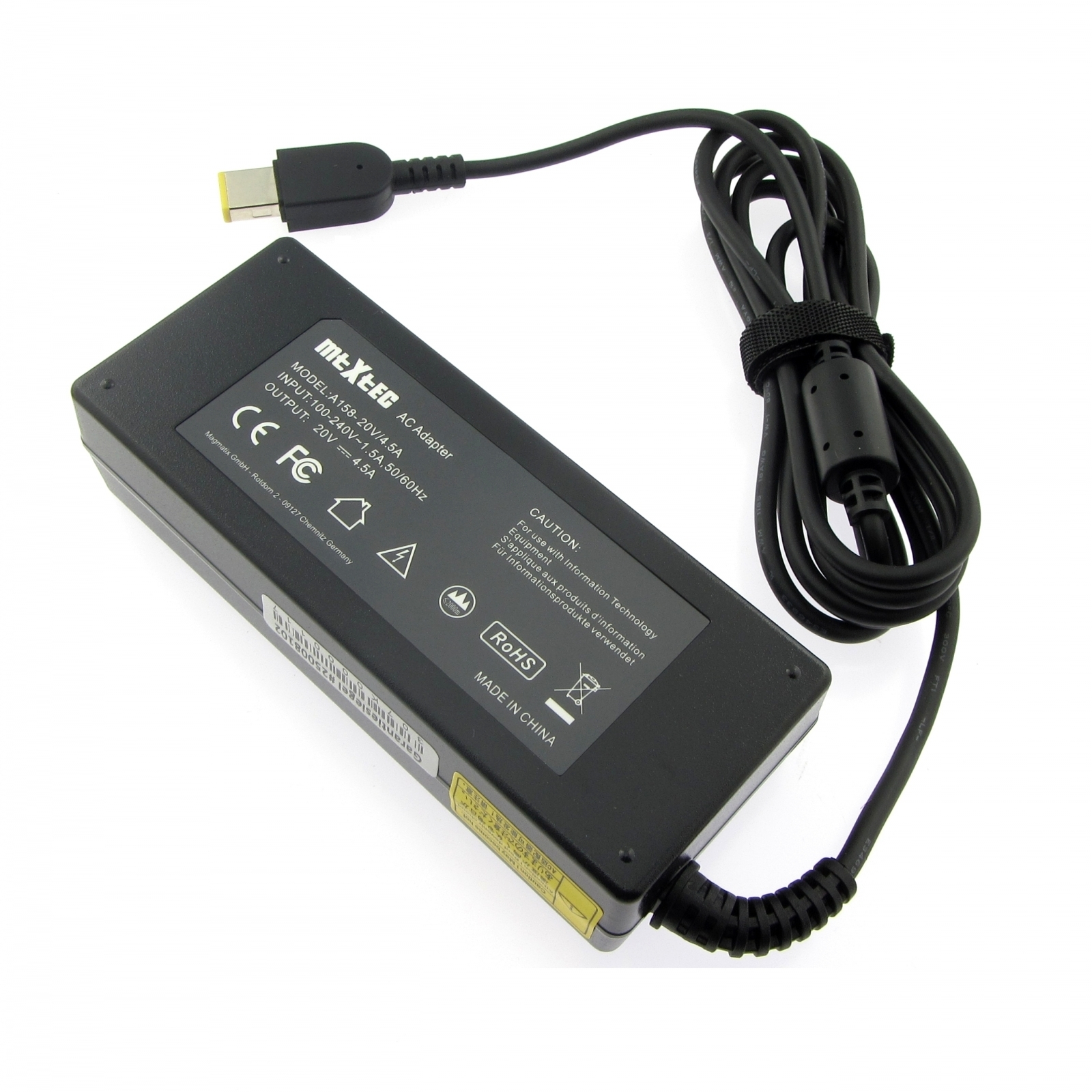 MTXTEC Netzteil, 20V, 4.5A für IdeaPad Notebook-Netzteil Stecker LENOVO rechteckig 90W, Flex 4 x 90 11 Watt mm 2-14D