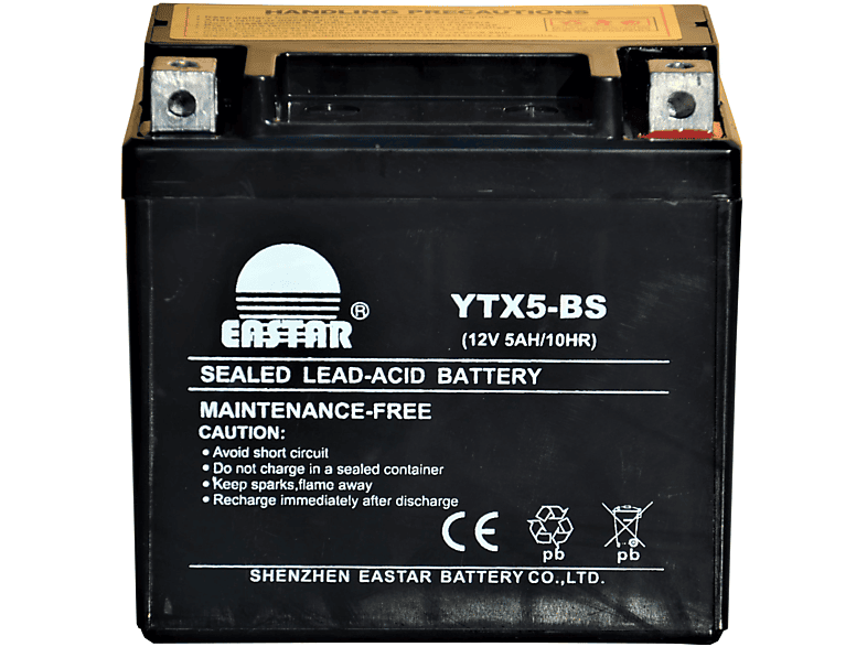 ECO ENGEL Batterie 12 Volt 5 Ah YTX5-BS  Motorradbatterie Blei-Gel Blei-Gel Akku, 12 Volt