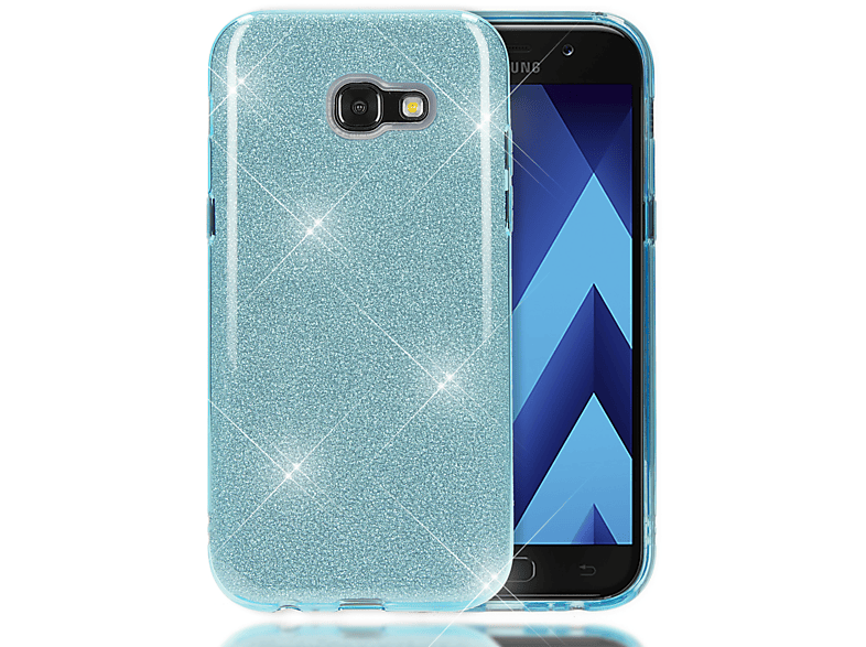 Galaxy (2017), Türkis A5 Glitzer Backcover, NALIA Samsung, Hülle,