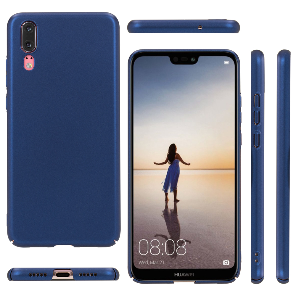 Eine blaue Handyhülle mit Handy, das eine Person mit erhobenen Armen und Uhrzeit zeigt.