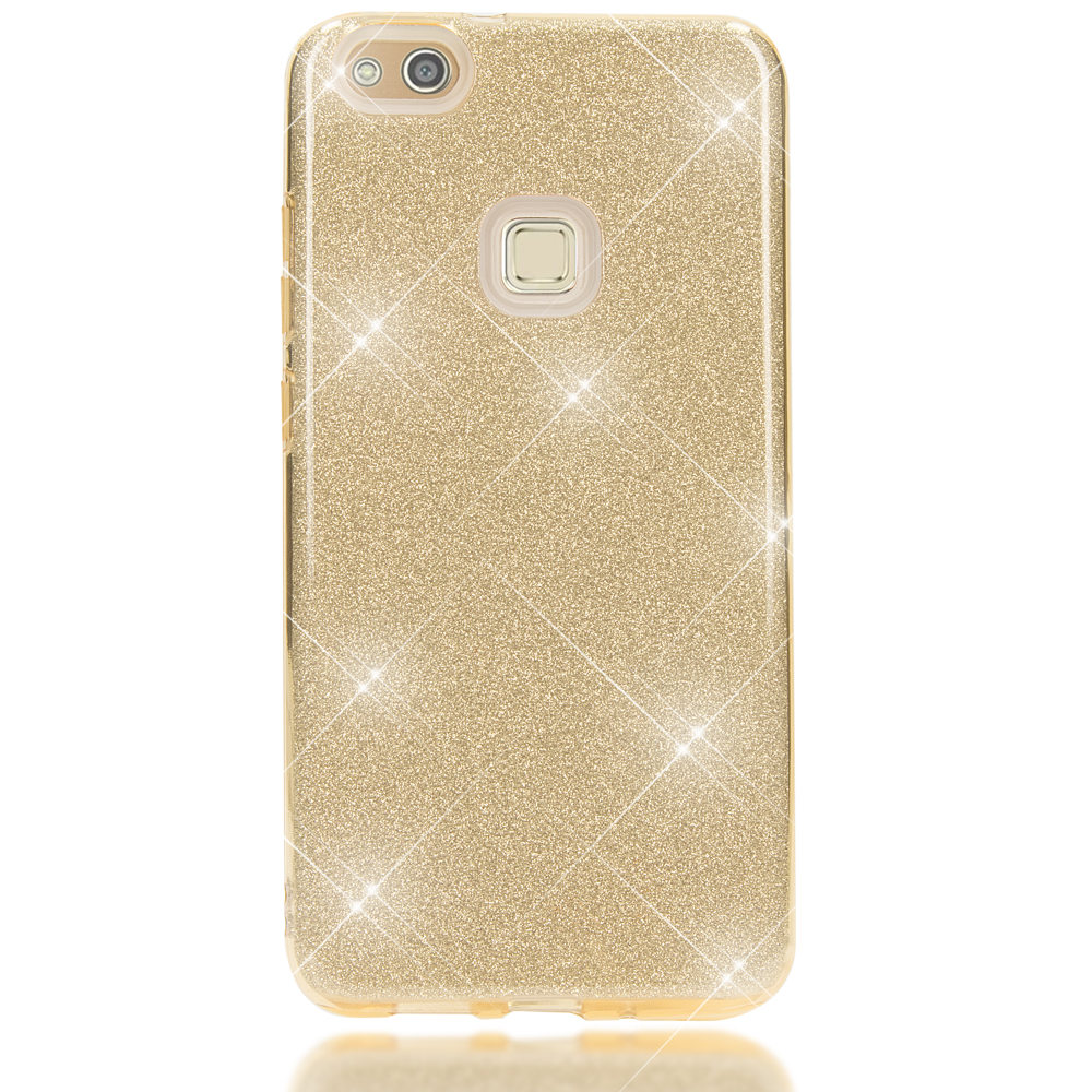 Glitzer P10 Gold NALIA Hülle, Lite, Backcover, Huawei,