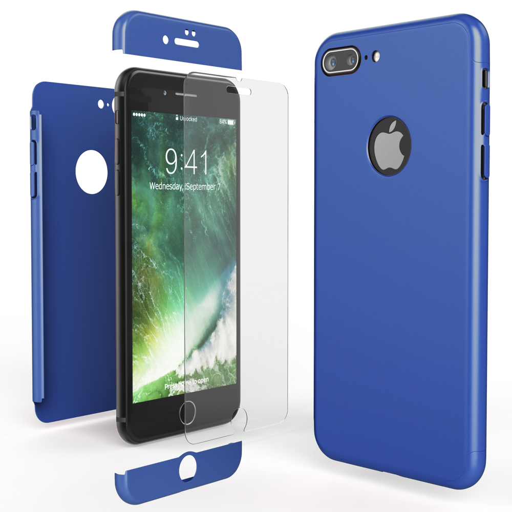 NALIA 360 Grad Hülle, Backcover, Blau 8 Apple, iPhone Plus