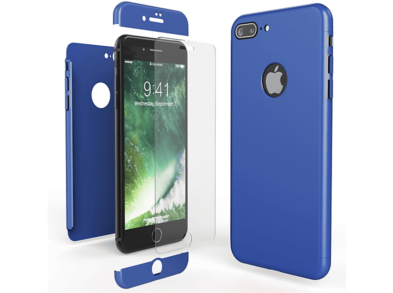 iPhone Hülle, Plus, Grad Blau Backcover, 360 8 Apple, NALIA