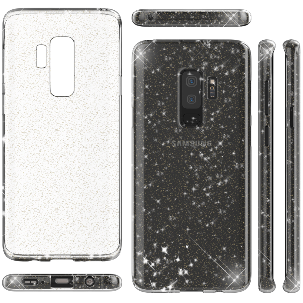 NALIA Klare Glitzer Silikon S9 Samsung, Transparent Backcover, Hülle, Galaxy Plus