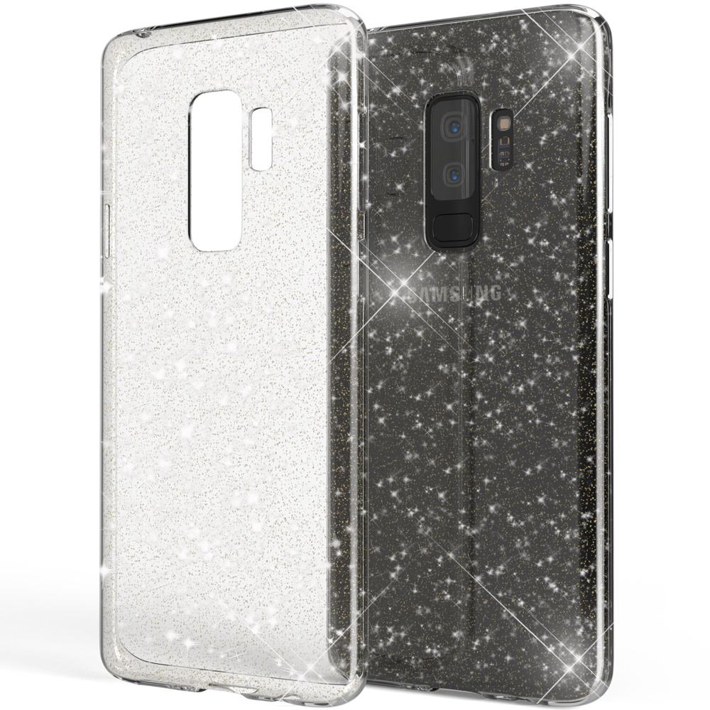 Plus, Galaxy Glitzer Transparent Backcover, NALIA S9 Hülle, Klare Silikon Samsung,