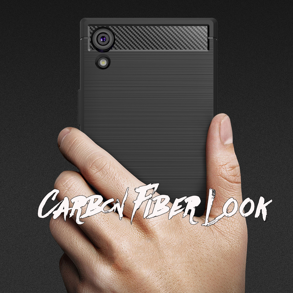 Carbon-Look XA1 Backcover, Sony, Xperia Silikon Schwarz Hülle, NALIA Ultra,