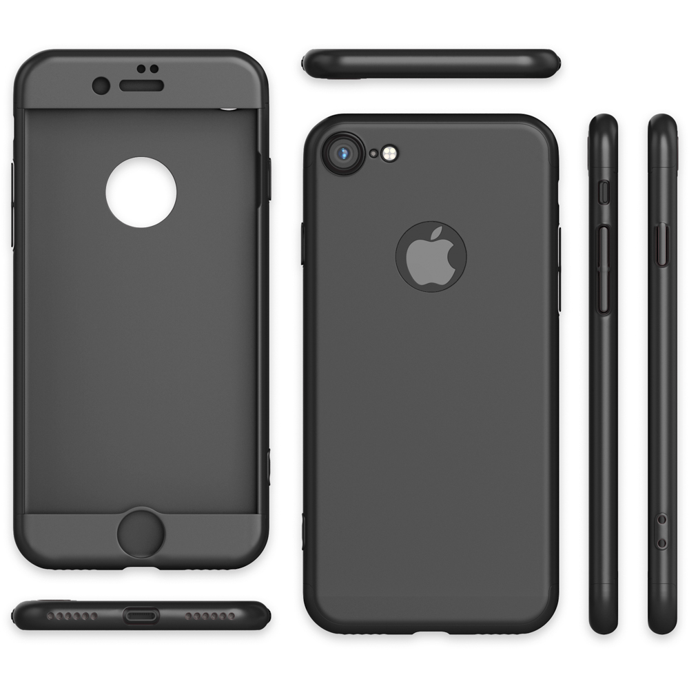 iPhone 360 7, Grad Backcover, Hülle, Schwarz NALIA Apple,