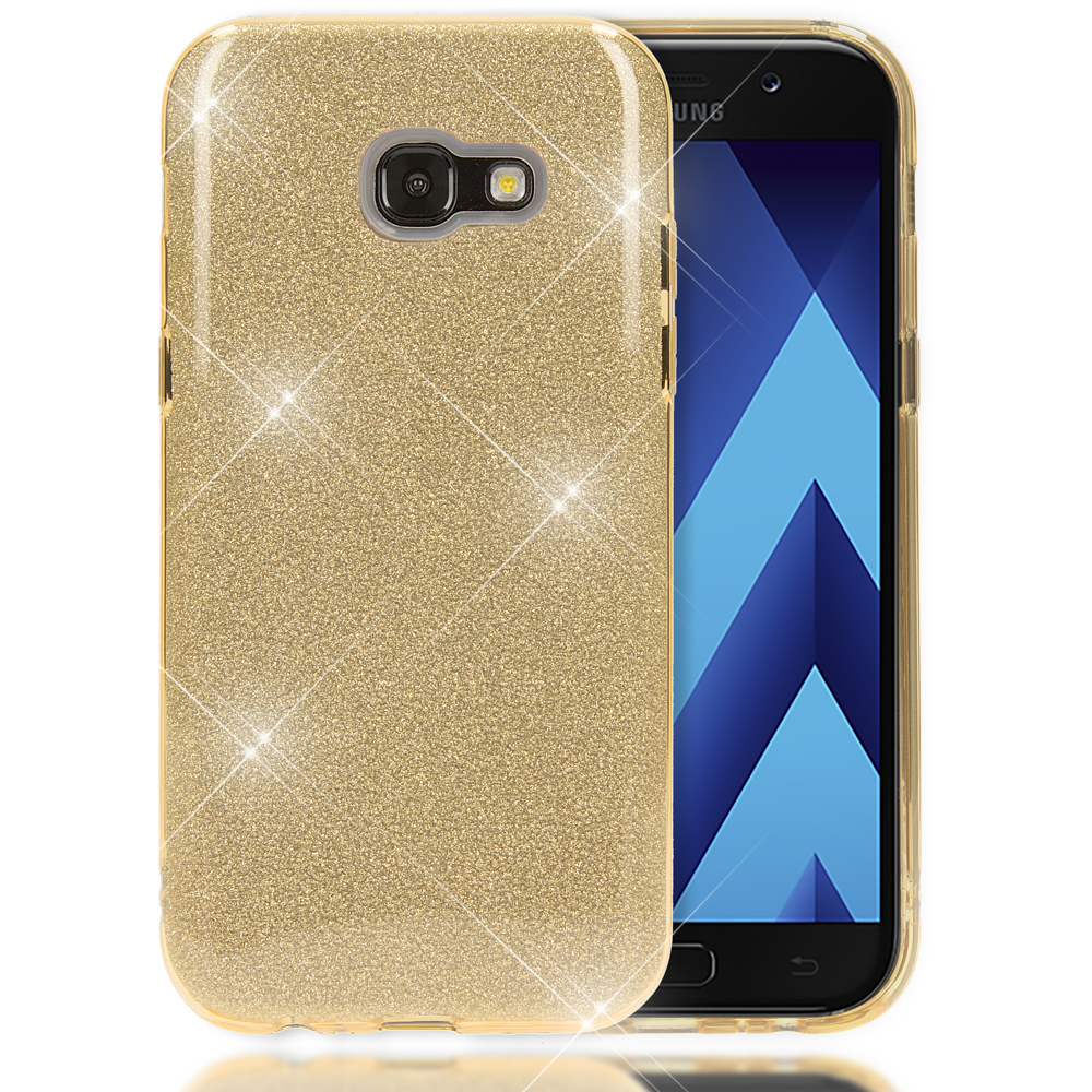 Glitzer (2017), Galaxy A5 Backcover, Hülle, NALIA Gold Samsung,