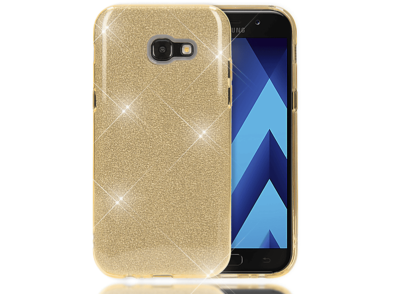 Samsung, A5 Gold (2017), Glitzer Hülle, NALIA Backcover, Galaxy