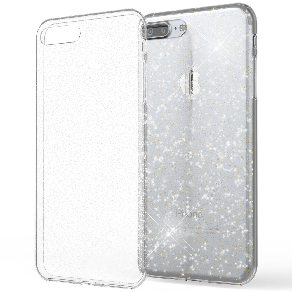 Hülle, Silikon 7 Plus Klare NALIA Transparent 8 Plus, iPhone iPhone Backcover, Glitzer Apple,