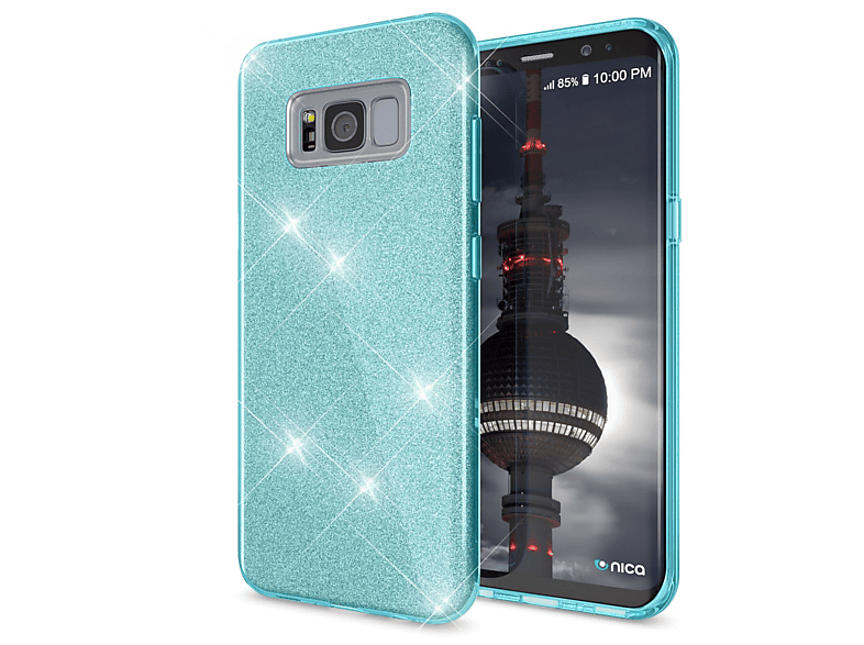 Galaxy Samsung, Glitzer S8, Backcover, Türkis Hülle, NALIA