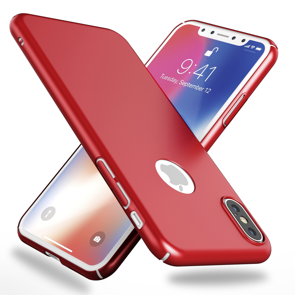 NALIA 0,5mm Ultra Dünnes Mattes Apple, XS, Backcover, Rot Hardcase, iPhone iPhone X