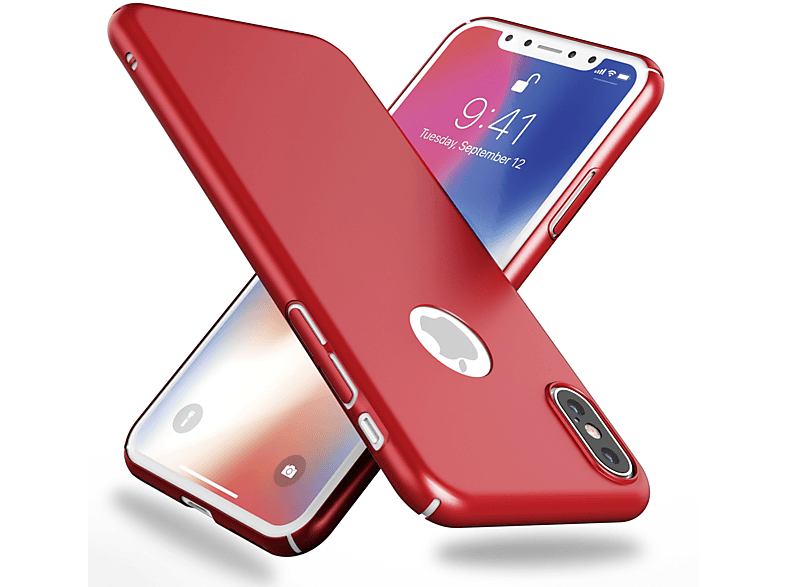 NALIA 0,5mm Ultra Dünnes Mattes Apple, XS, Backcover, Rot Hardcase, iPhone iPhone X