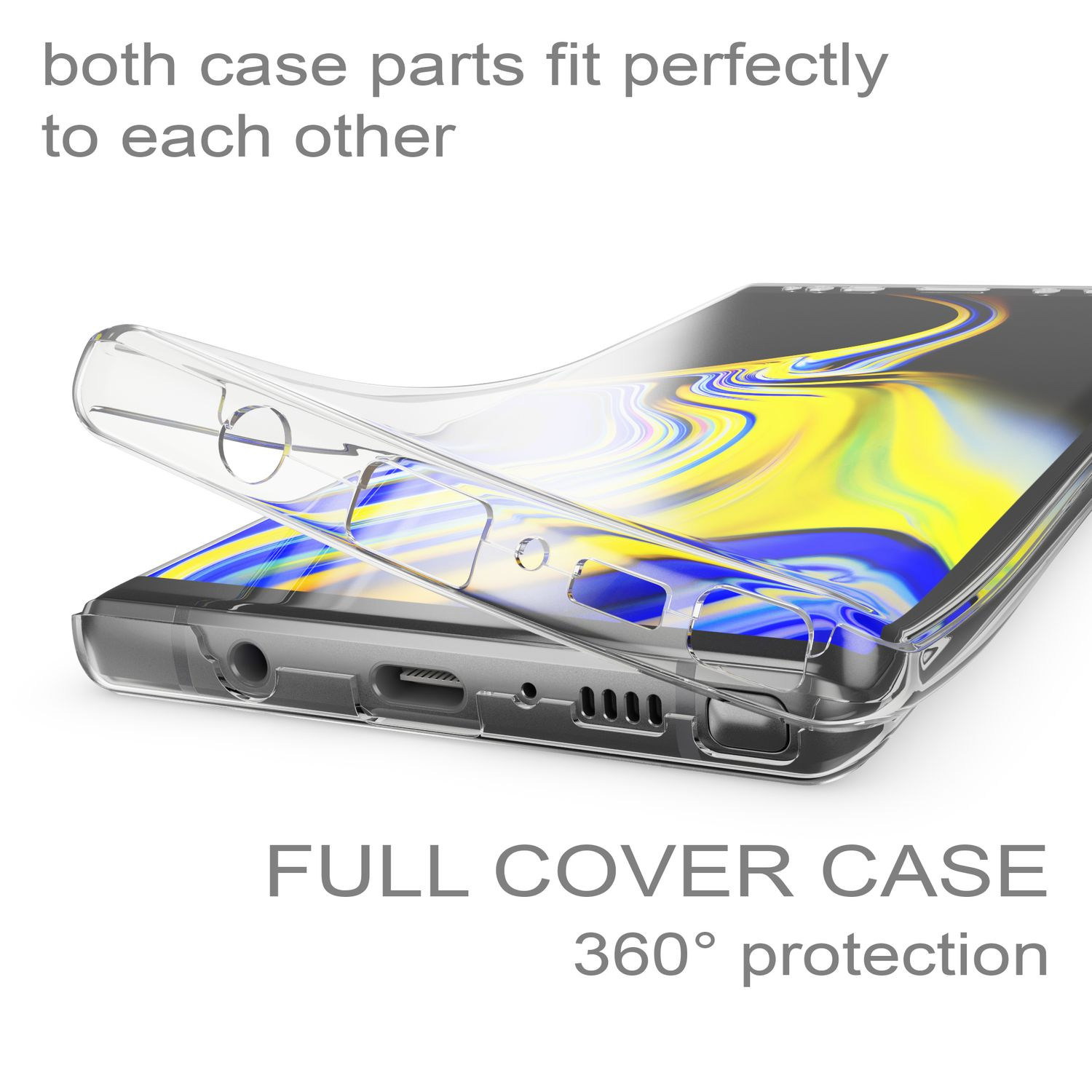 Silikon Hülle, NALIA Klare Grad Samsung, Backcover, 360 Note Transparent Galaxy 9,