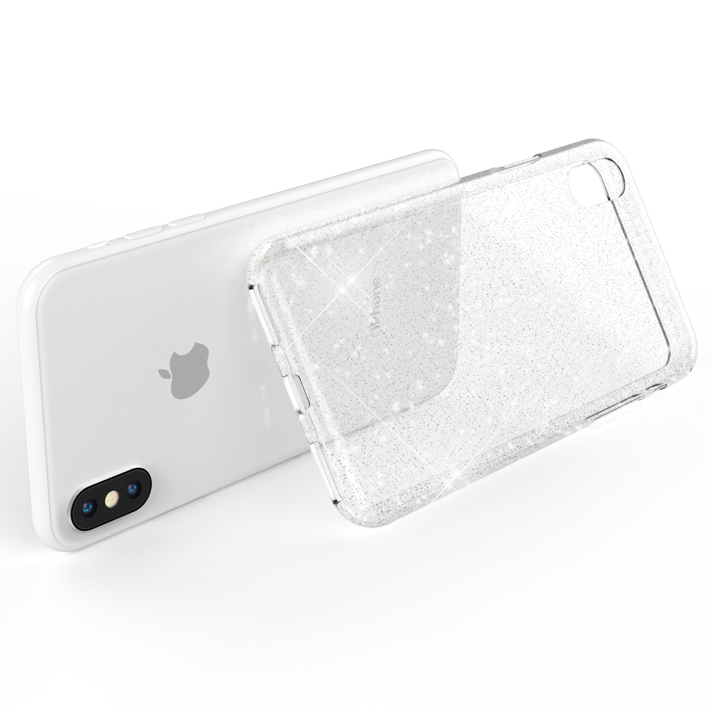 NALIA Klare Glitzer Backcover, Transparent iPhone Silikon iPhone X XS, Apple, Hülle