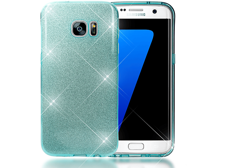 S7 Glitzer Samsung, Galaxy Edge, Hülle, NALIA Backcover, Türkis