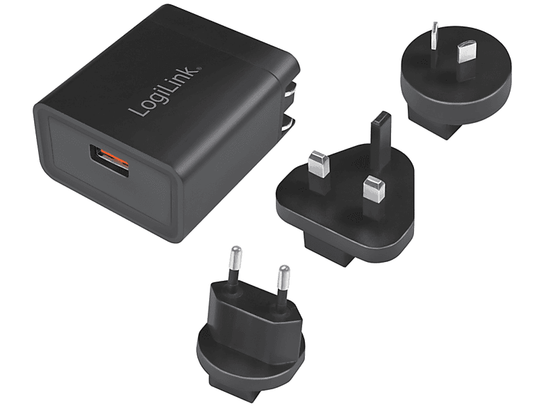 3.0, für USB-Reiseadapter USB-Reisestecker schwarz s.Abb. Quick Universal, LOGILINK Charge