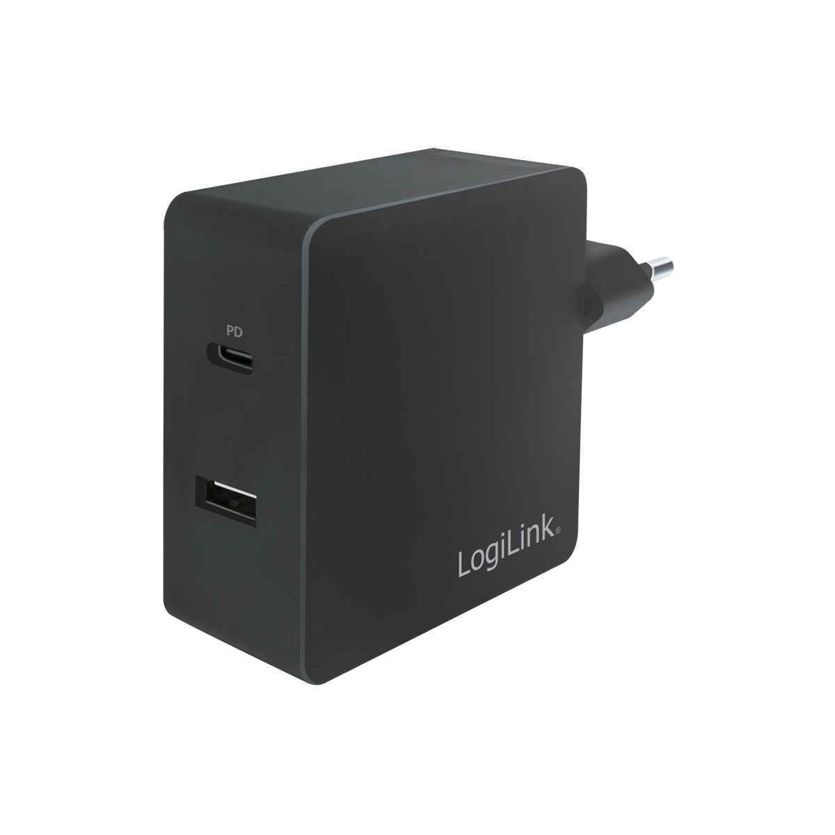 LOGILINK USB-Adapterstecker mit s.Abb. schwarz Ports, Ladeadapter Universal, 2 USB